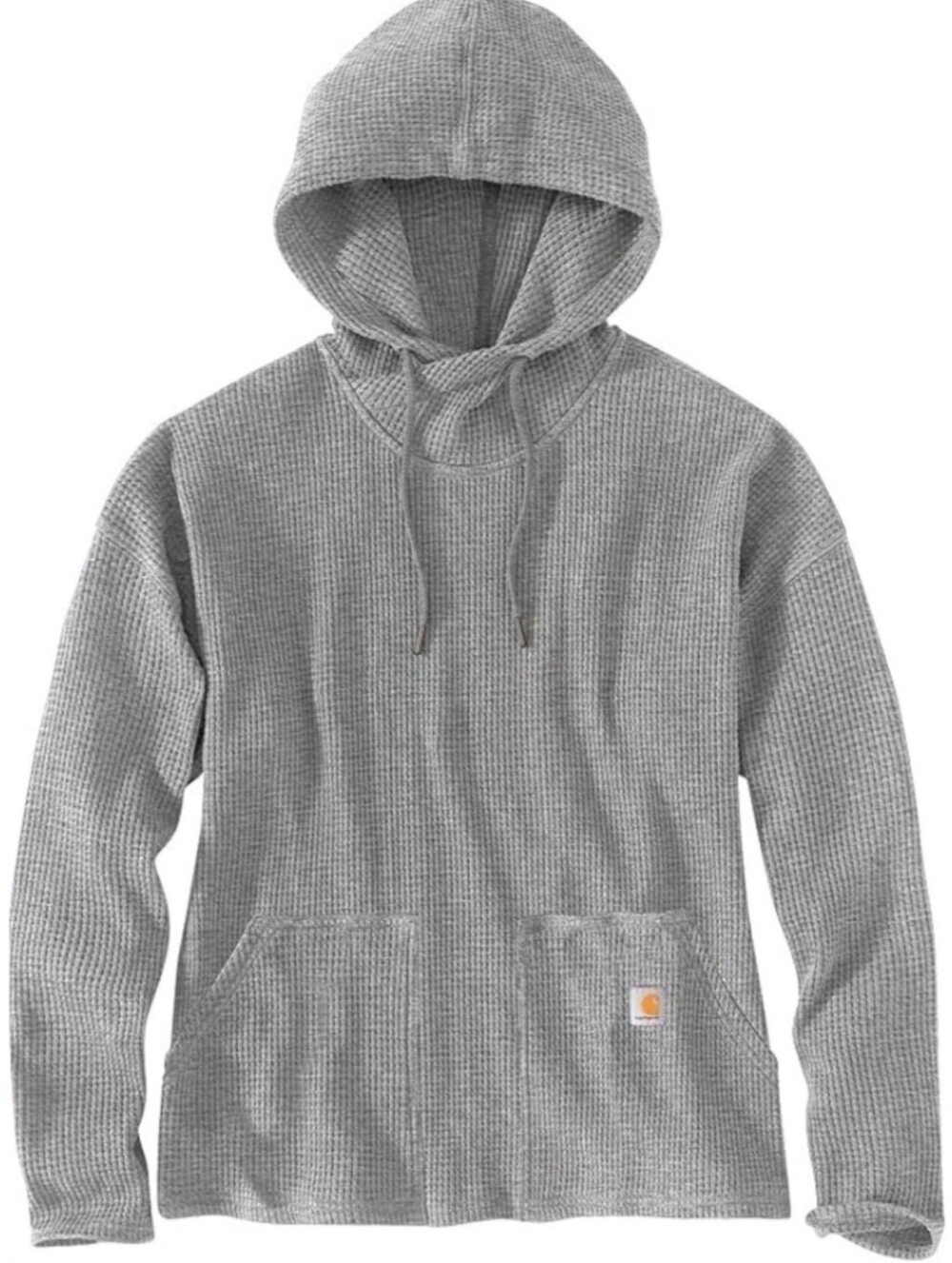 Carhartt Womens Light Gray Relaxed Fit Thermal Waffle Knit Hooded Pullover M